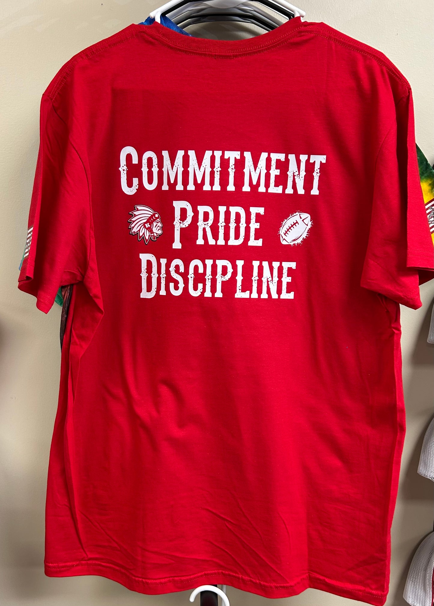 Knox Redskins Youth Football - Red T-shirt Front and Back print - Adult and Youth Sizes