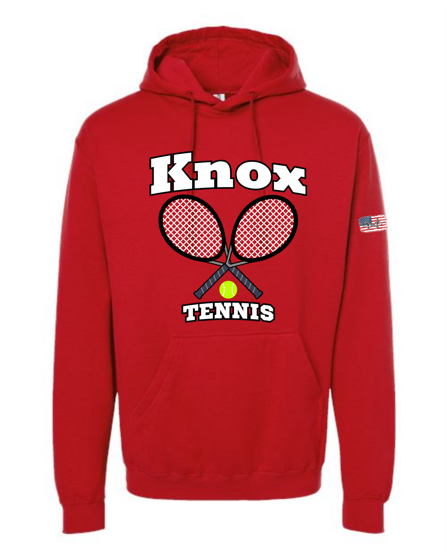 Knox Tennis - T-shirt, Long Sleeve, or Hoodie - Red - Optional Name on Back Print