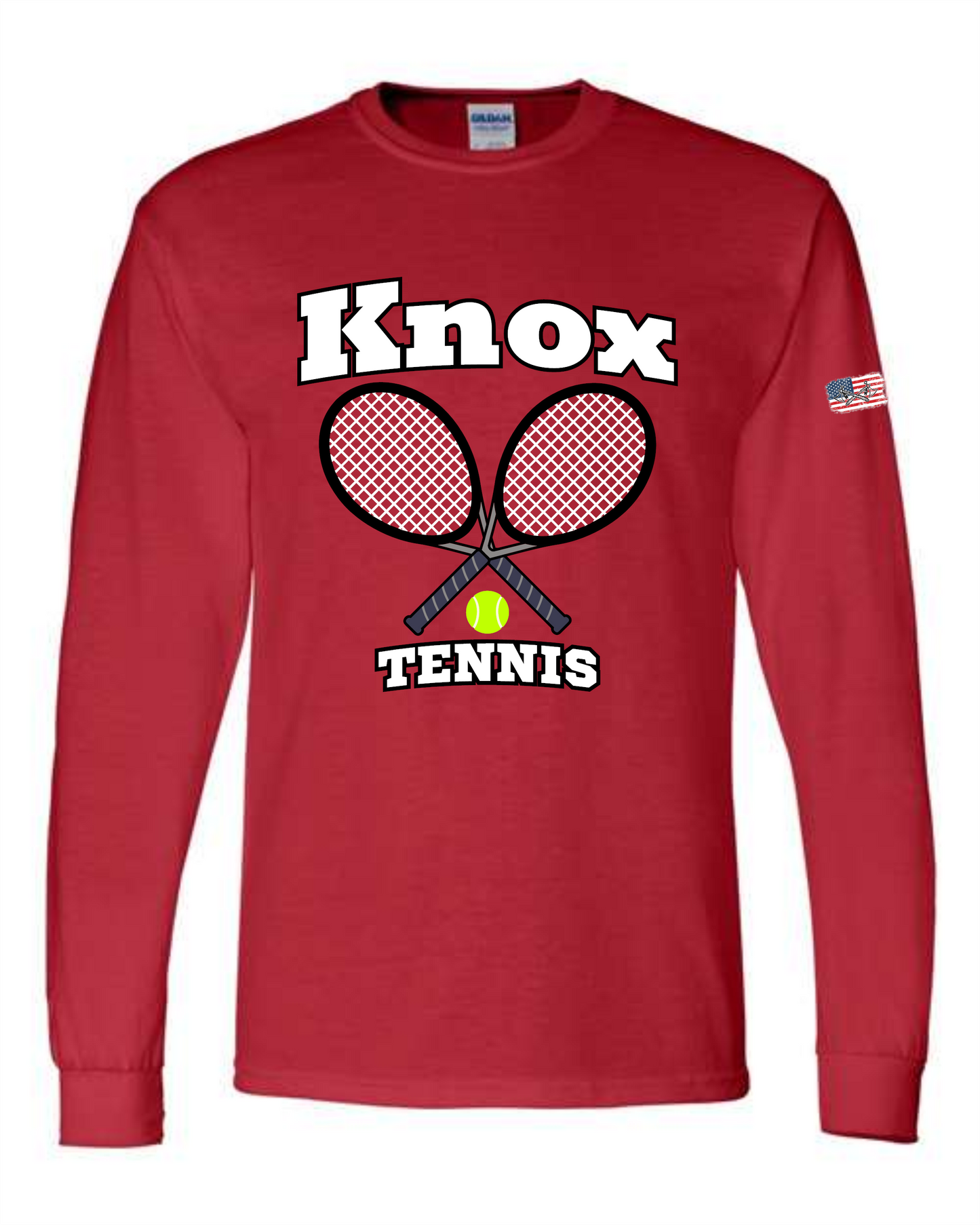 Knox Tennis - T-shirt, Long Sleeve, or Hoodie - Red - Optional Name on Back Print