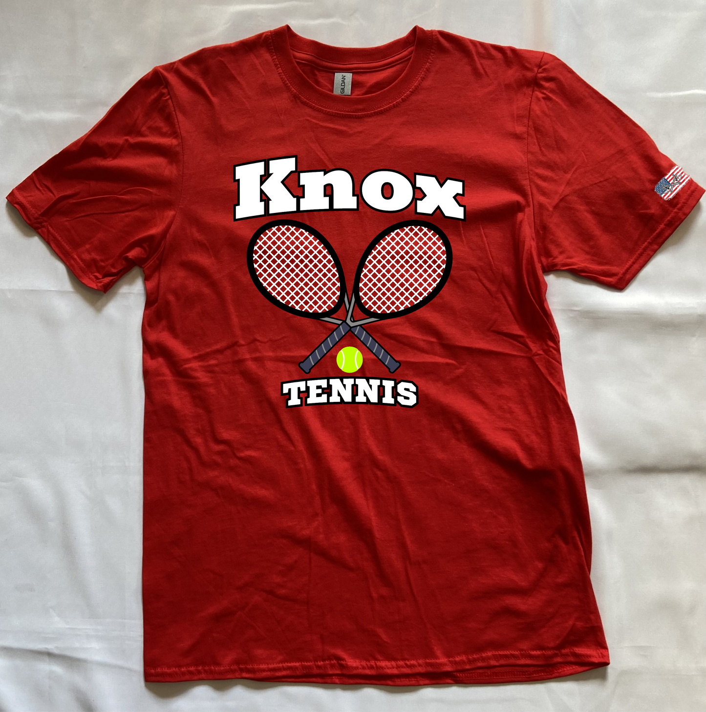 Knox Tennis - T-shirt, Long Sleeve, or Hoodie - Red - Optional Name on Back Print