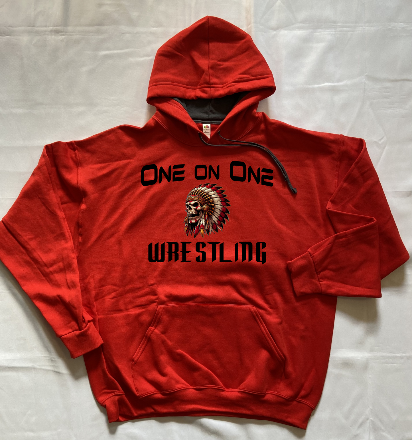 One on One Wrestling Hoodie - Red - Adult and Youth Sizes - Hooded Sweatshirt