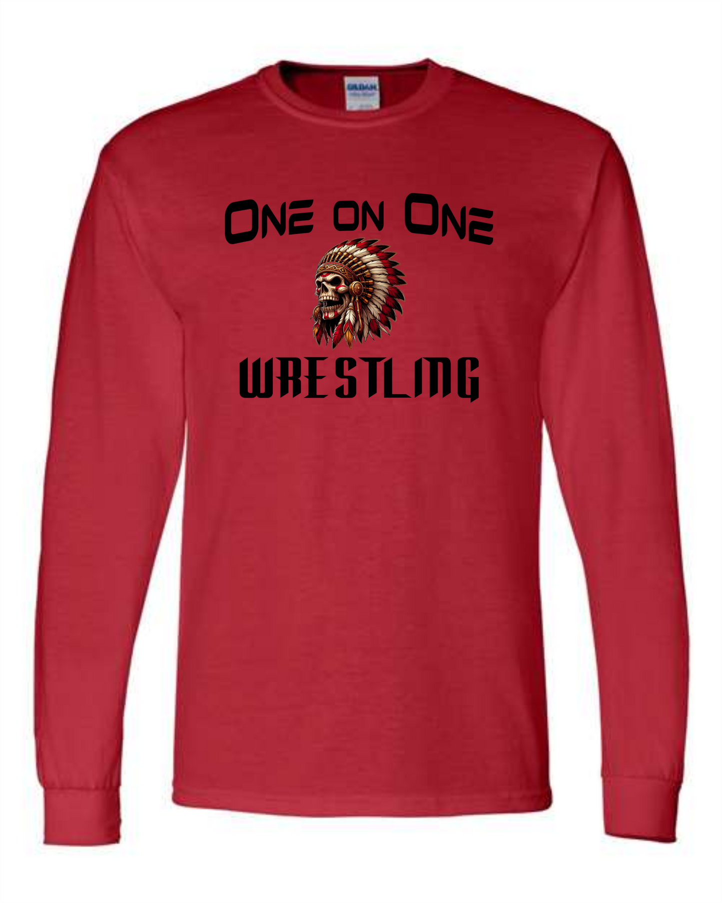 One on One Wrestling Long Sleeve Shirt - Red - Adult and Youth Sizes