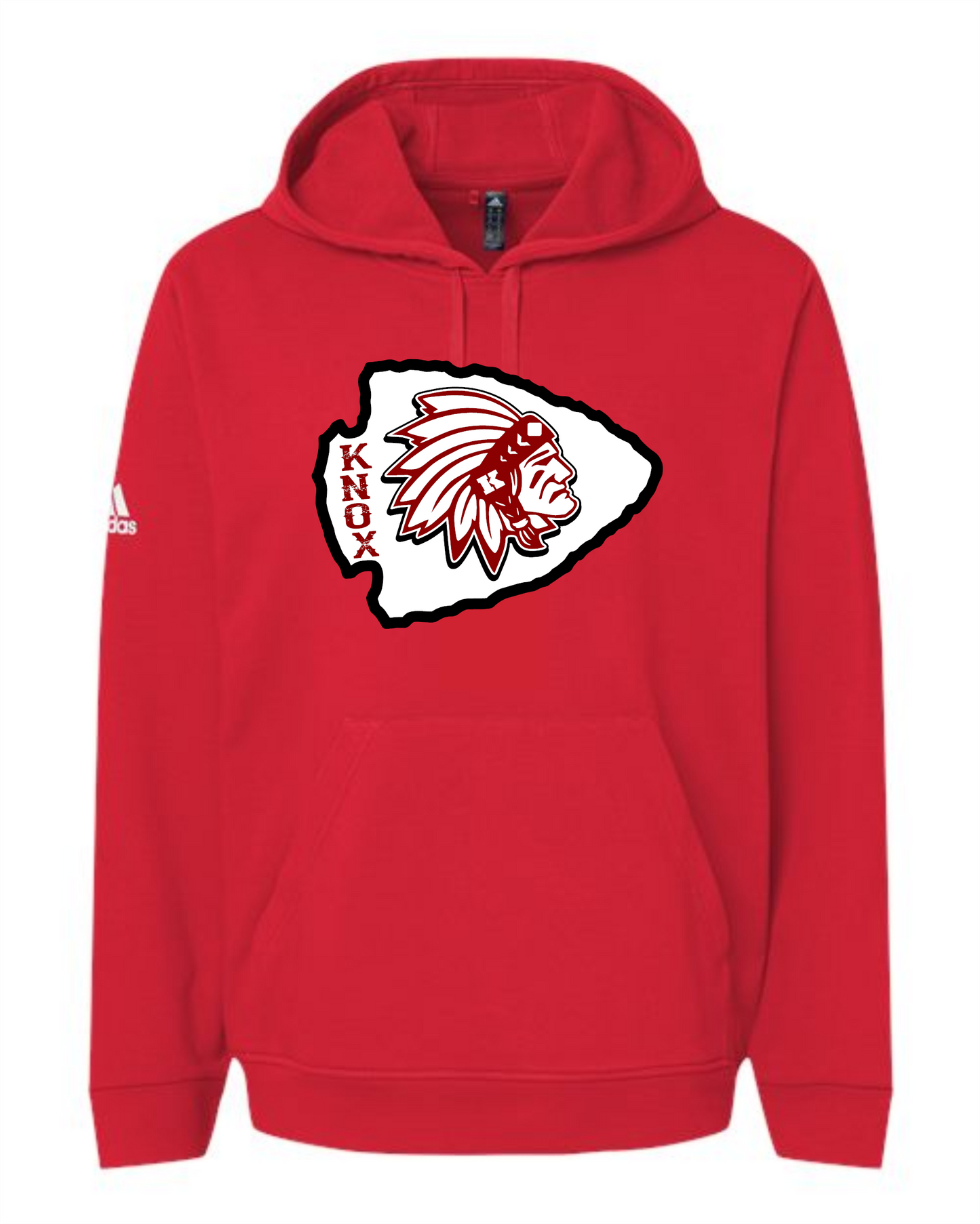 Knox Redskins ArrowHead ADIDAS Hoodie - Red - Add Name on Back