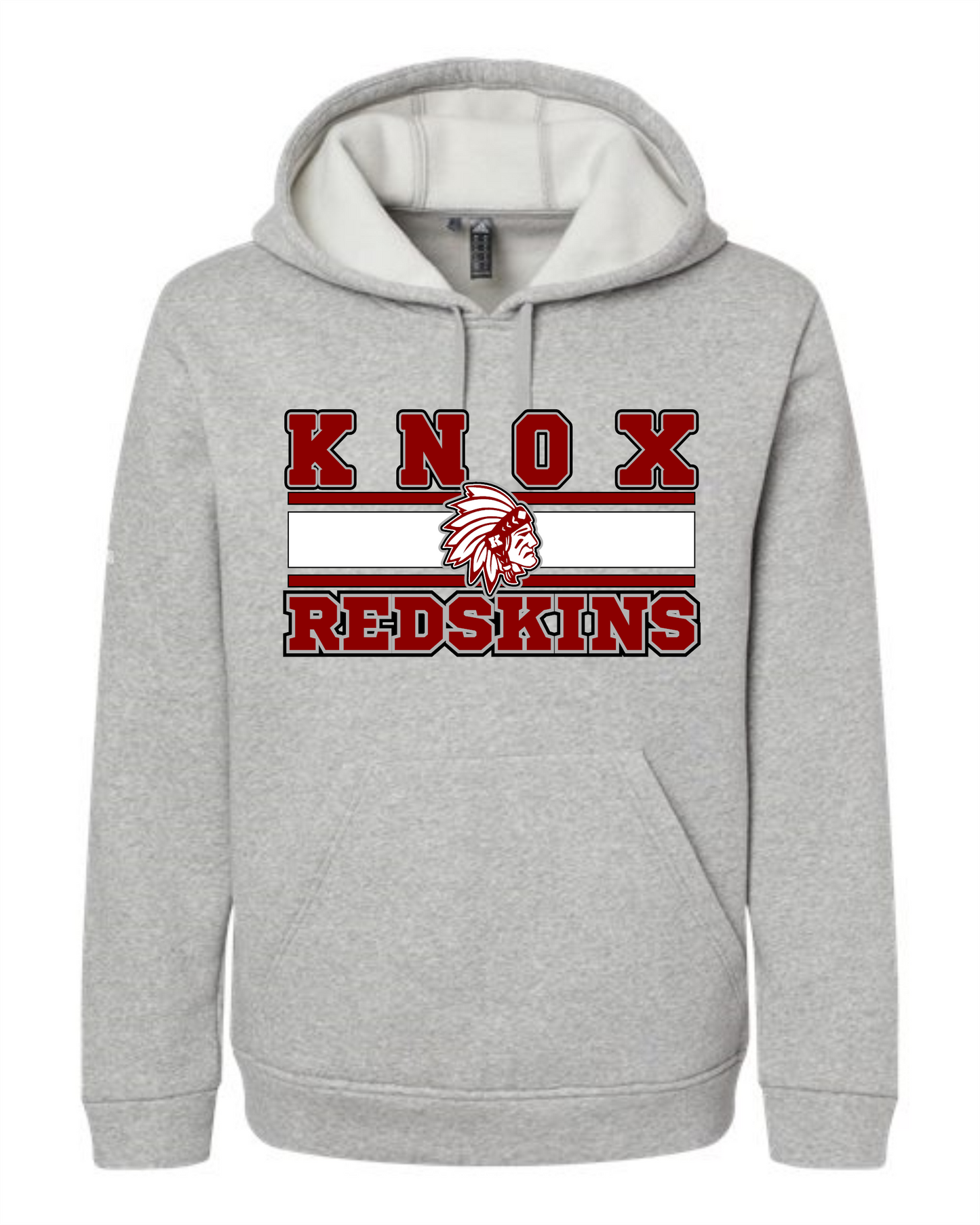 Knox Redskins ADIDAS Brand Hoodie - Sport Grey - Add Name and/or Number on Back