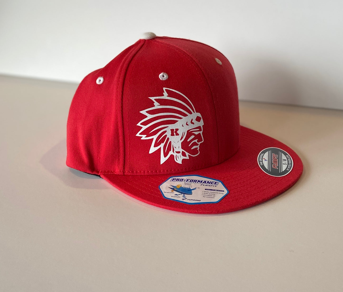 Knox Redskins FlexFit Fitted Hat - Fitted size L/XL or S/M - Red and White