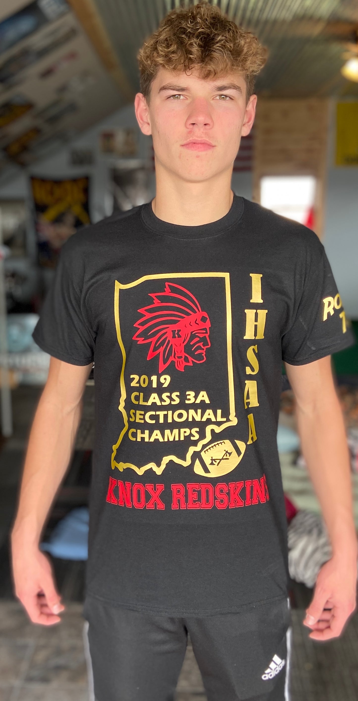 CLEARANCE - Knox Redskins Football 2019 3A Sectional Champions Shirt First in School History