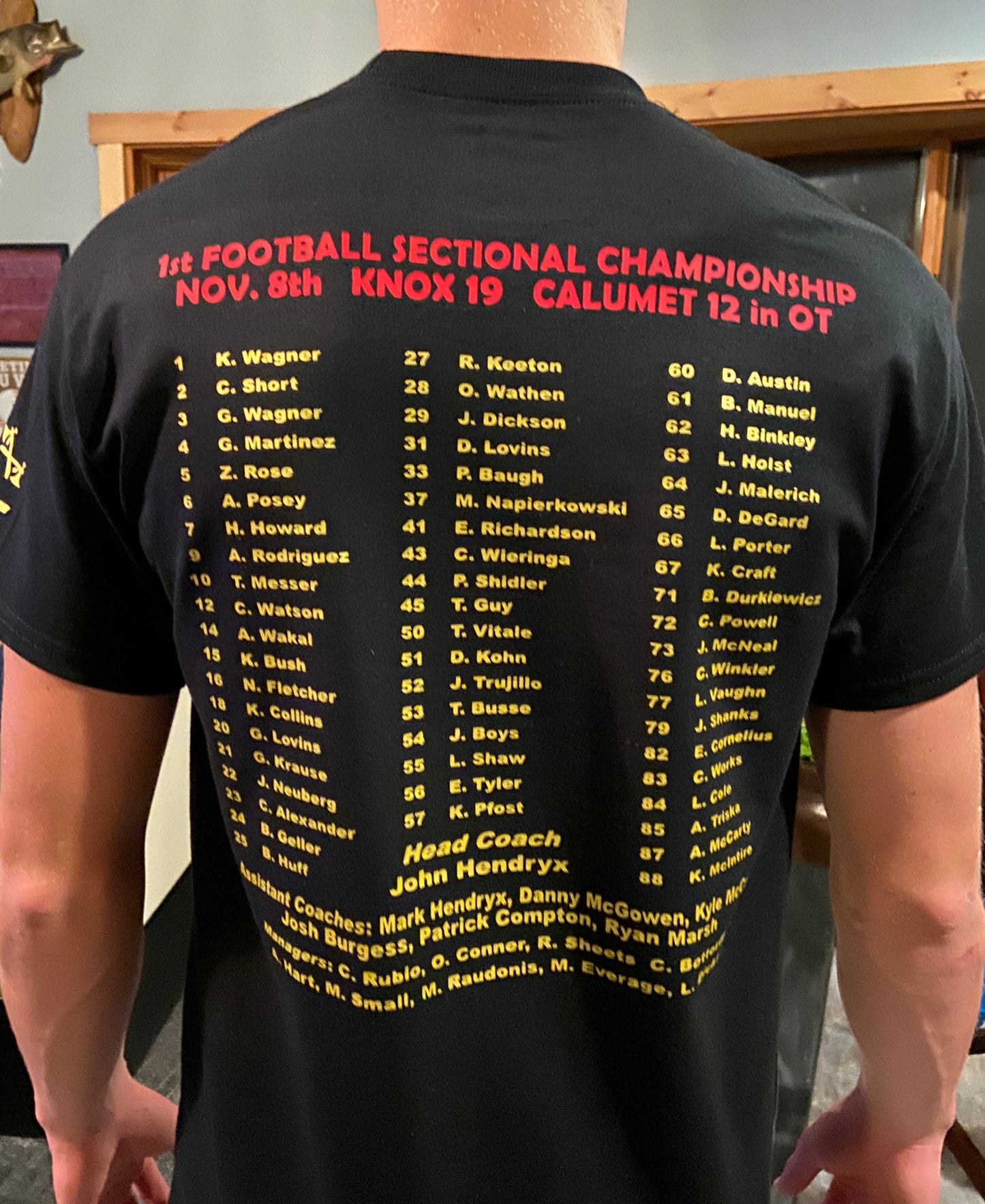 CLEARANCE - Knox Redskins Football 2019 3A Sectional Champions Shirt First in School History