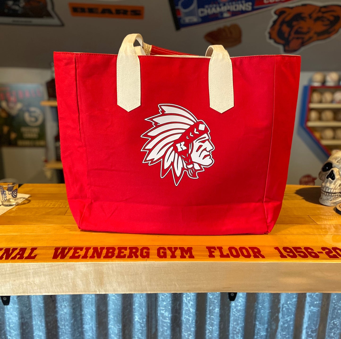 Knox Redskins Large 16" Custom Tote Bag - Water Repellent - Big Pockets - Reversible