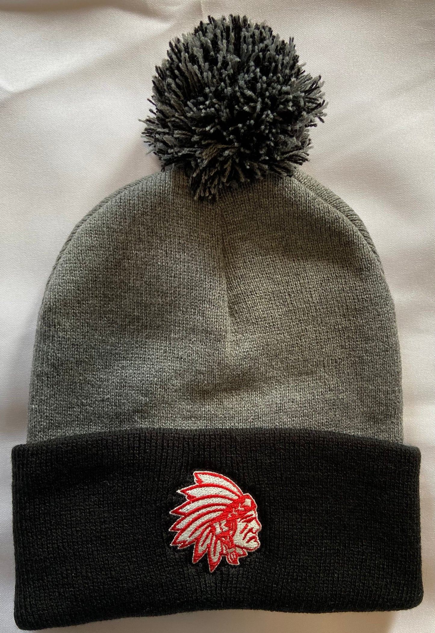 Knox Redskins Embroidered Logo Beanies Winter Pom Pom Hats - 3 styles Red Black Grey