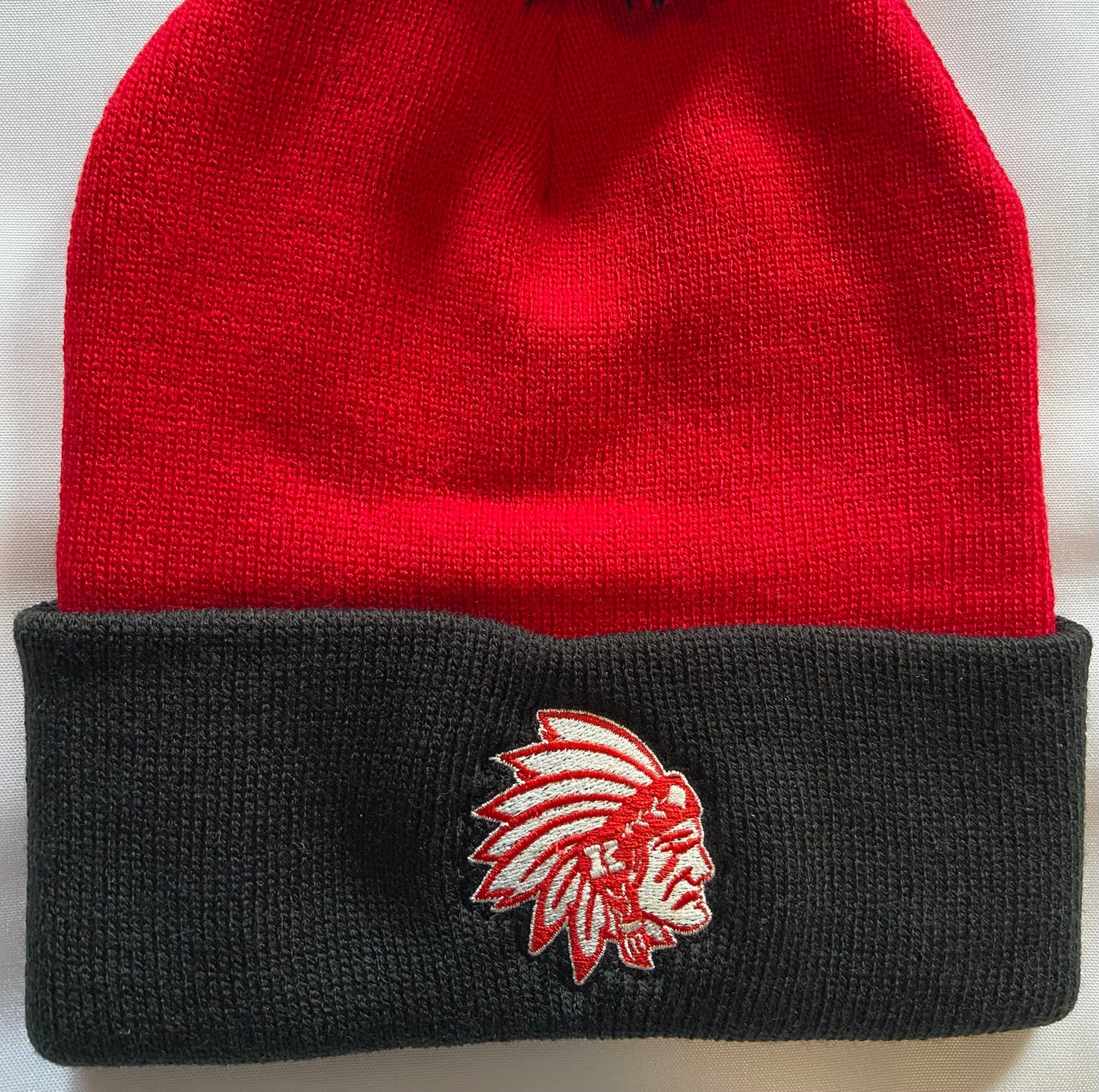 Knox Redskins Embroidered Logo Beanies Winter Pom Pom Hats - 3 styles Red Black Grey