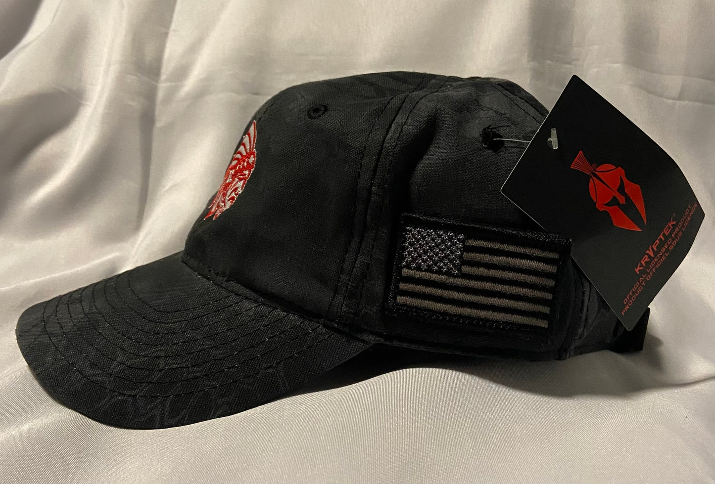 Knox Redskins Embroidered Hat - Black Camo with American Flag - Adjustable