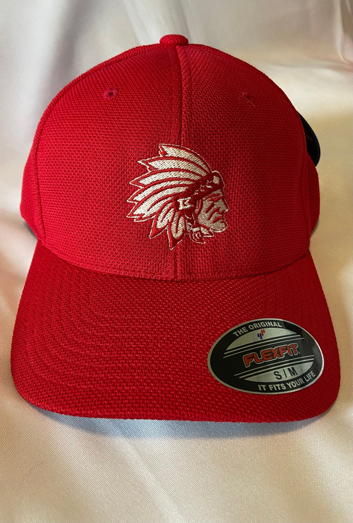 Knox Redskins Embroidered FlexFit Baseball Hat - Fitted cap S/M or L/XL - Red