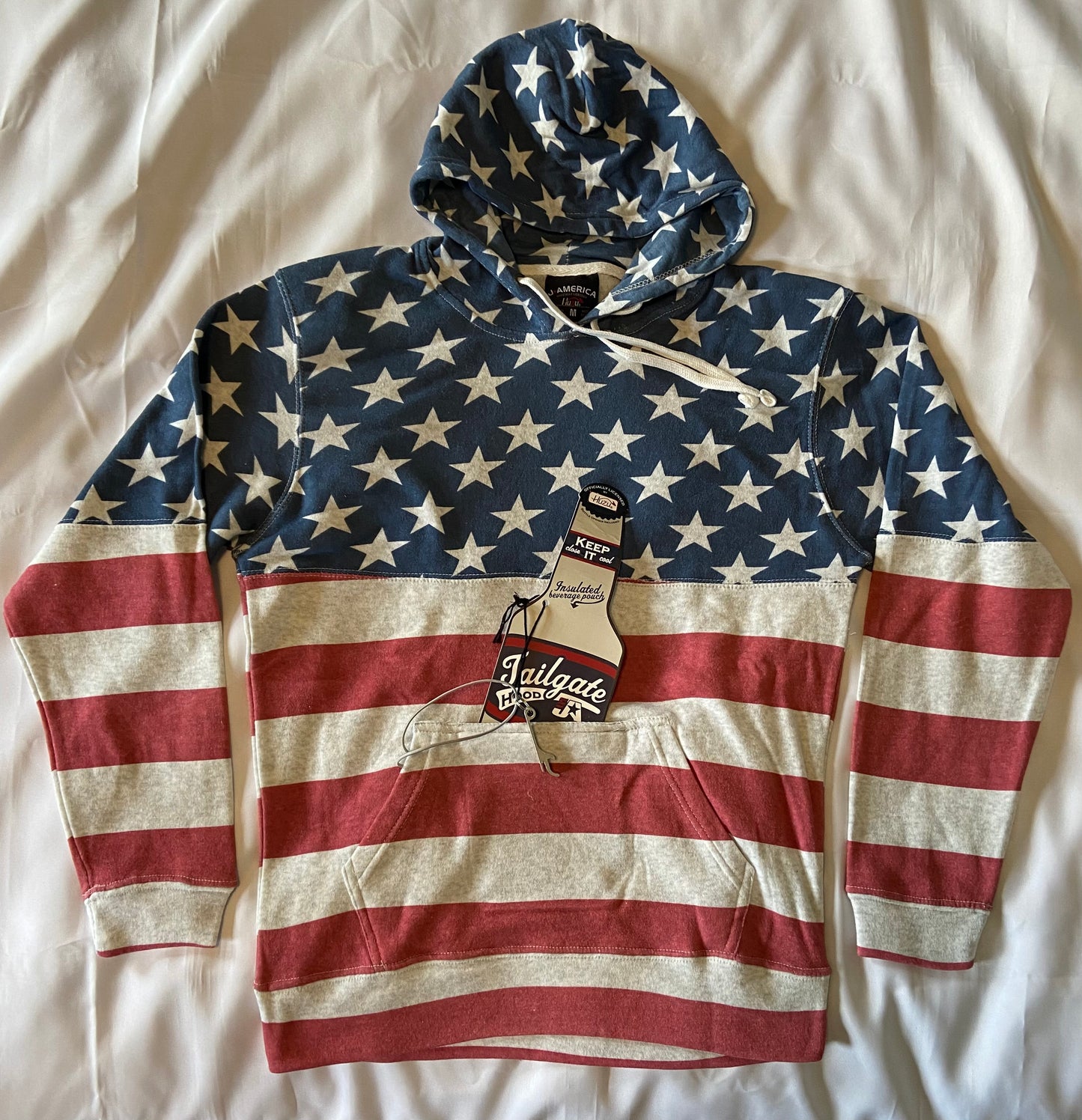 Stars & Stripes TAILGATE Hoodie with Insulated Beverage Pocket and Bottle Opener