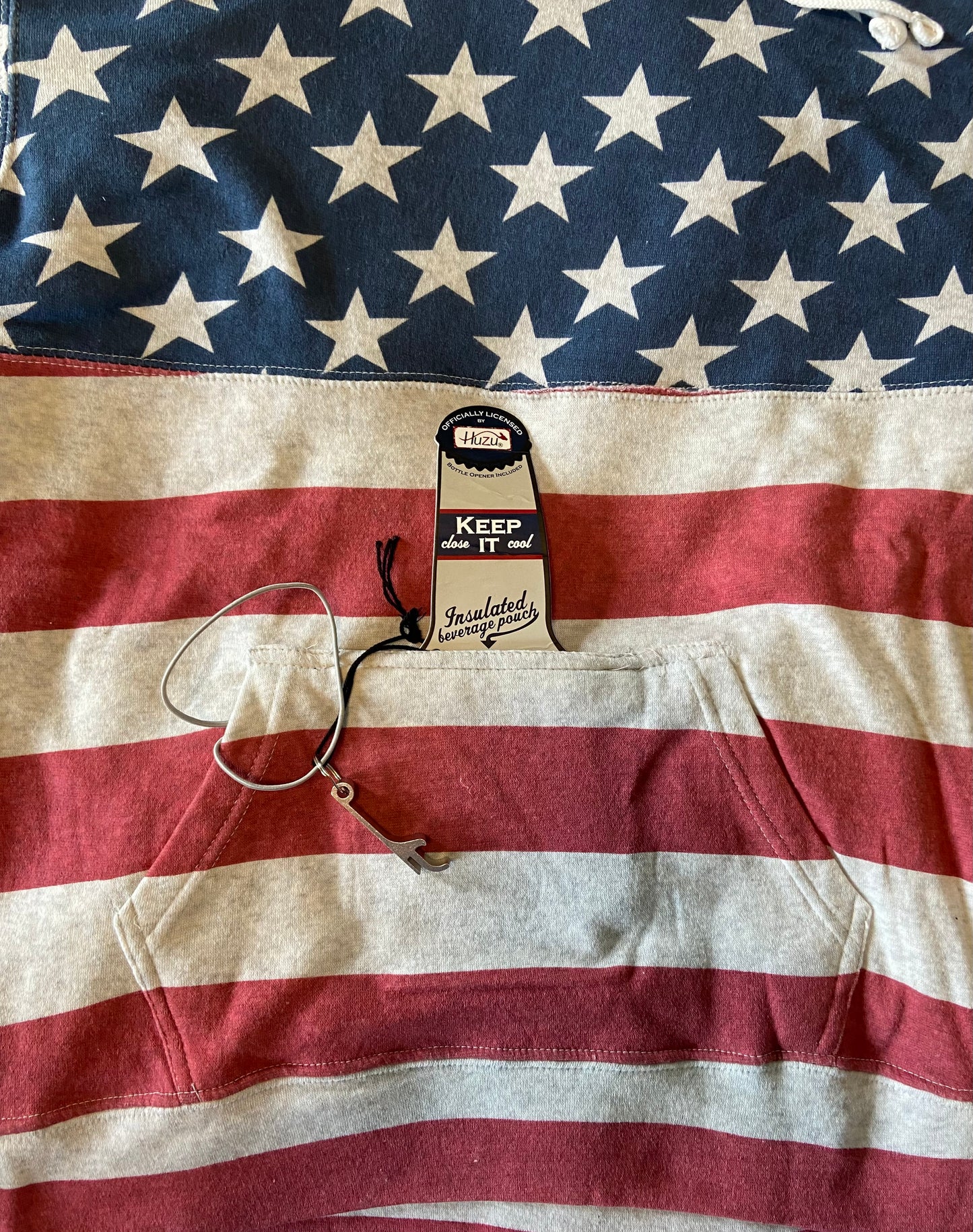 Stars & Stripes TAILGATE Hoodie with Insulated Beverage Pocket and Bottle Opener