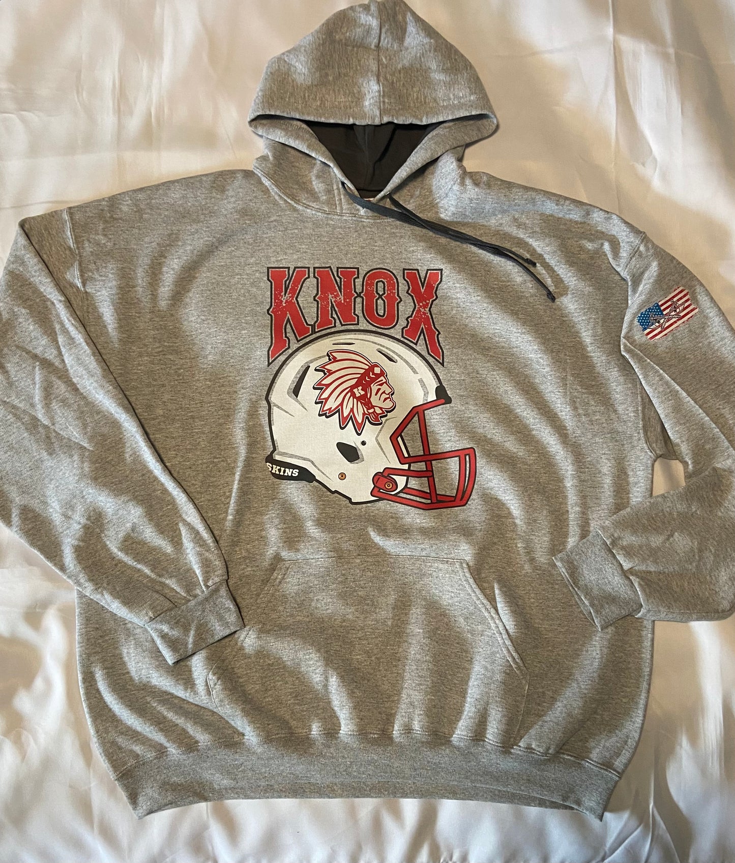 Knox Redskins FOOTBALL HELMET Hoodie - Grey - Adult and Youth Sizes