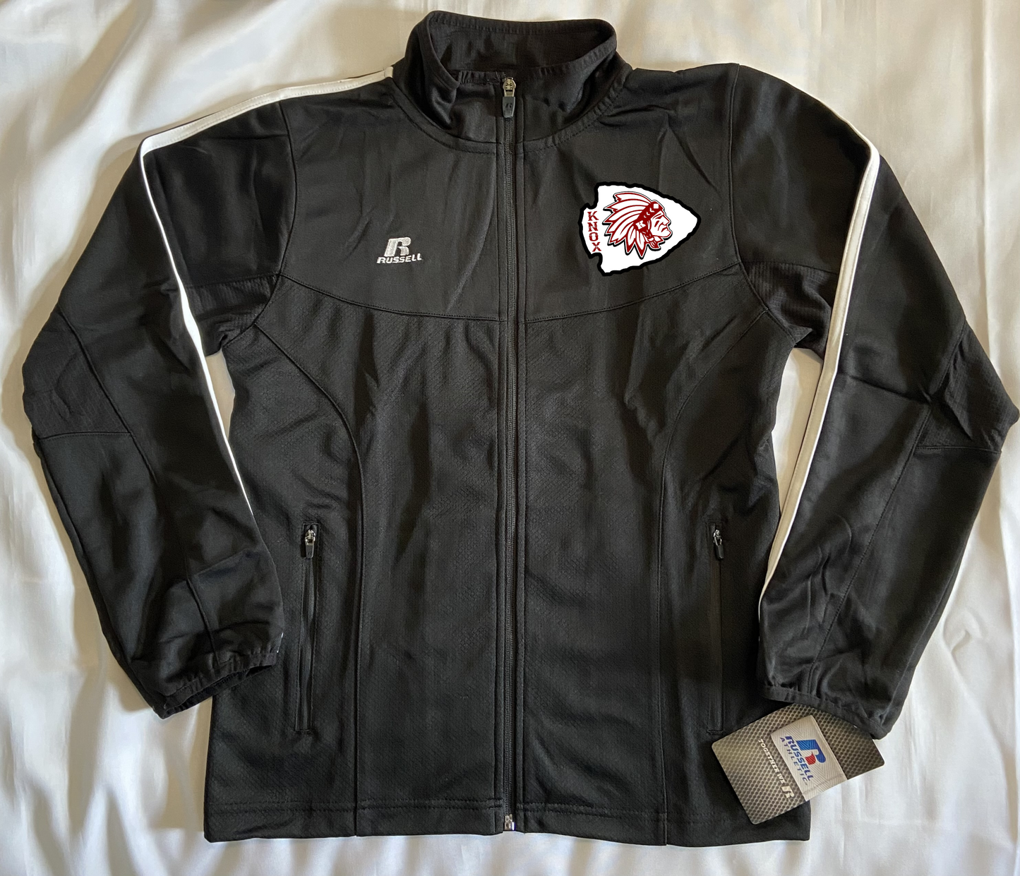 Russell Athletic Brand Full Zip Youth Jacket - Black or Dark Grey - Blank or Redskins print