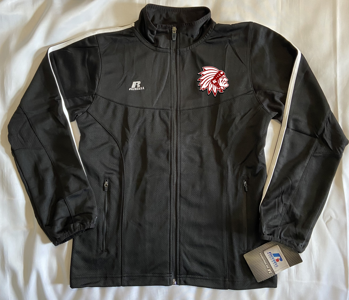 Russell Athletic Brand Full Zip Youth Jacket - Black or Dark Grey - Blank or Redskins print