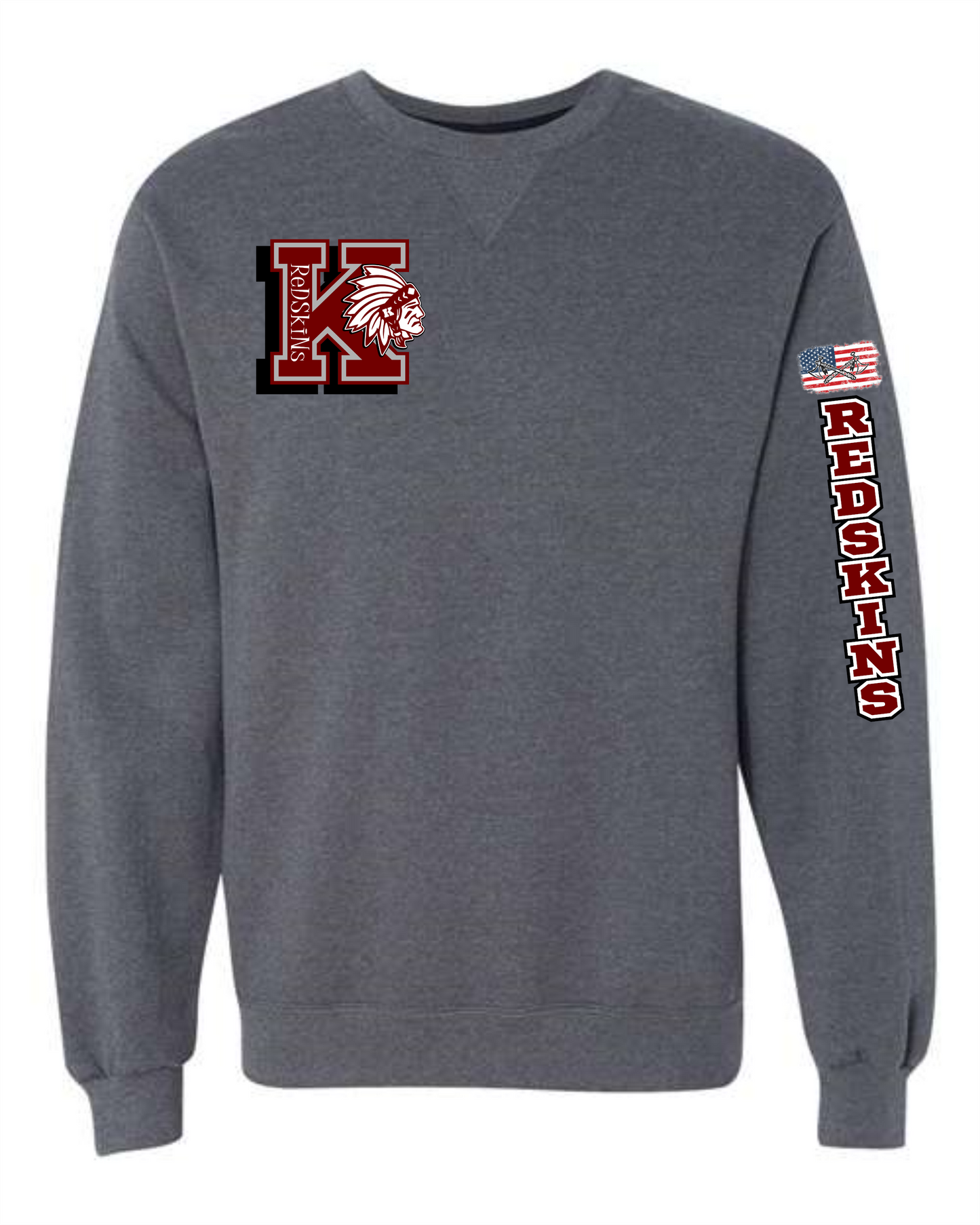 Knox Redskins "K" Crew Neck Sweatshirt - 2 Color Options - Add Name to Back