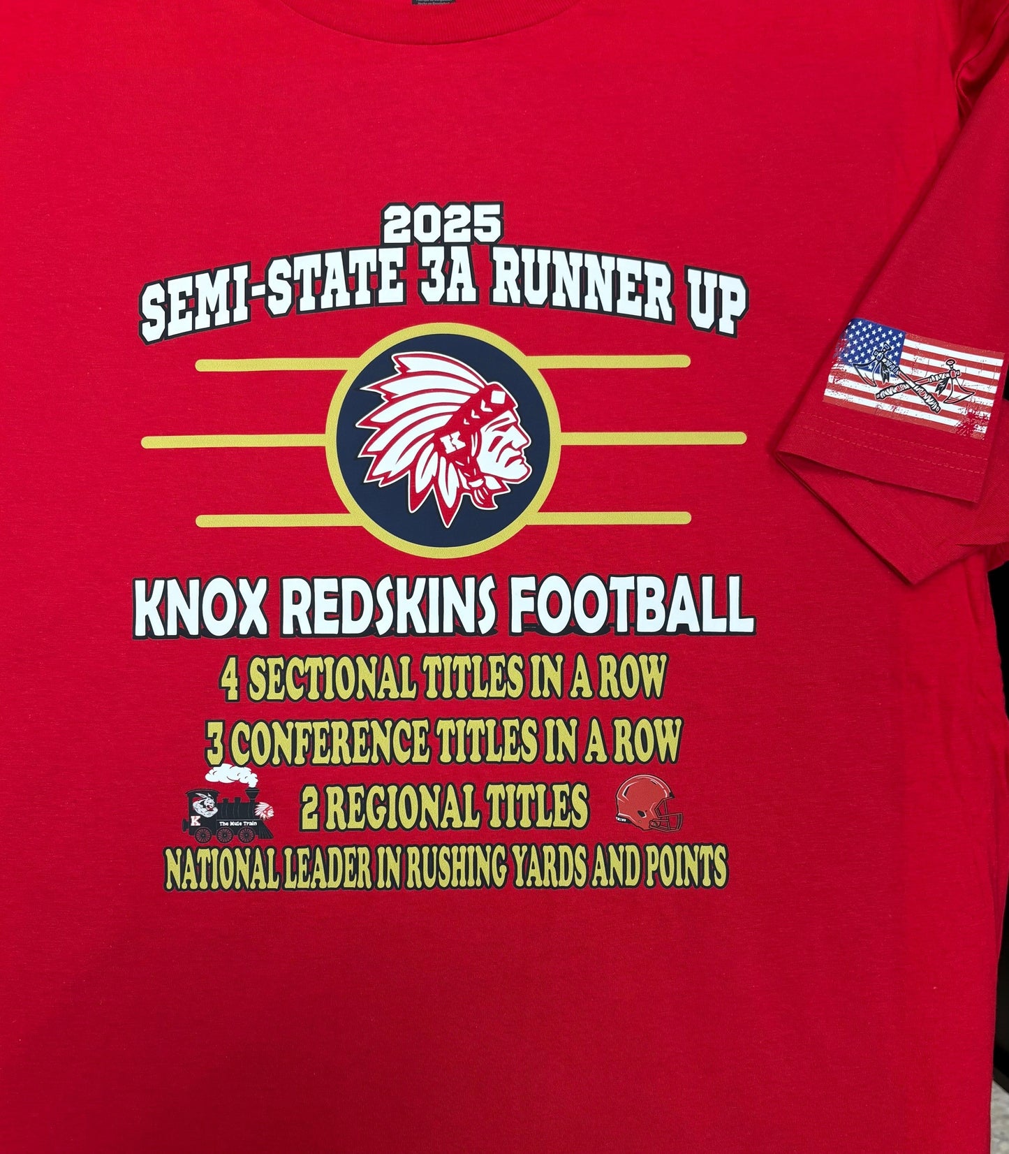 2025 Knox Football Semi-State - T-shirt, Long Sleeve, or Hoodie - Red - Optional Roster on Back Print