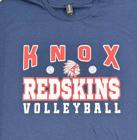 2026 Knox Redskins Volleyball - T-shirt, Long Sleeve, or Hoodie - Navy - Youth and Adult sizes