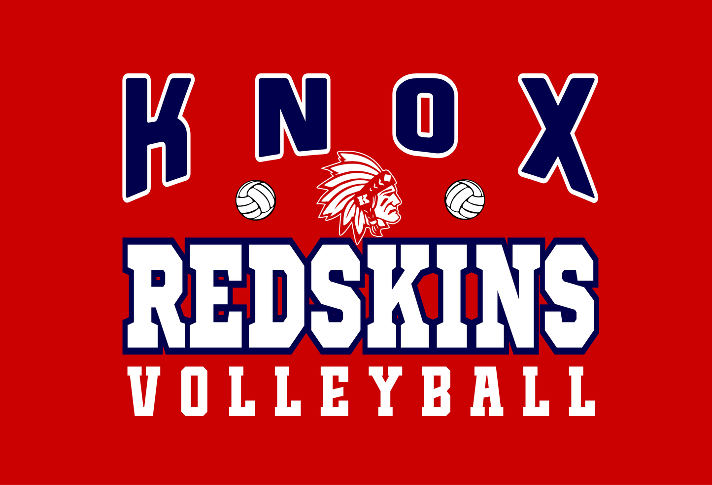 2026 Knox Redskins Volleyball - T-shirt, Long Sleeve, or Hoodie - Navy - Youth and Adult sizes