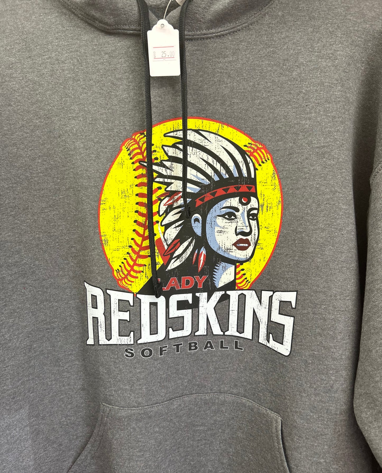 Knox Lady Redskins SOFTBALL Hoodie - Dk Grey - Adult / Youth Sizes Hooded Sweatshirt