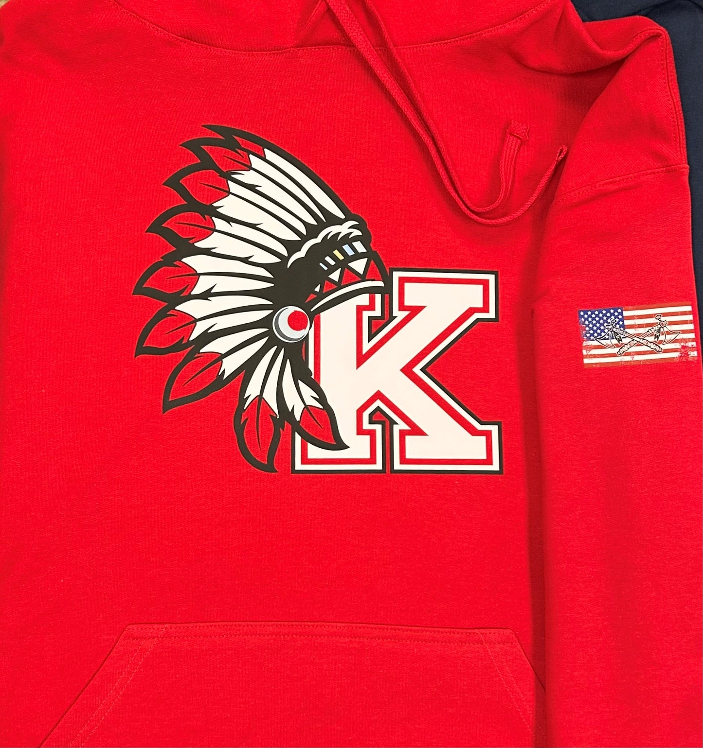 Knox Redskins Headdress K design - T-Shirt, Long Sleeve, or Hoodie - Red