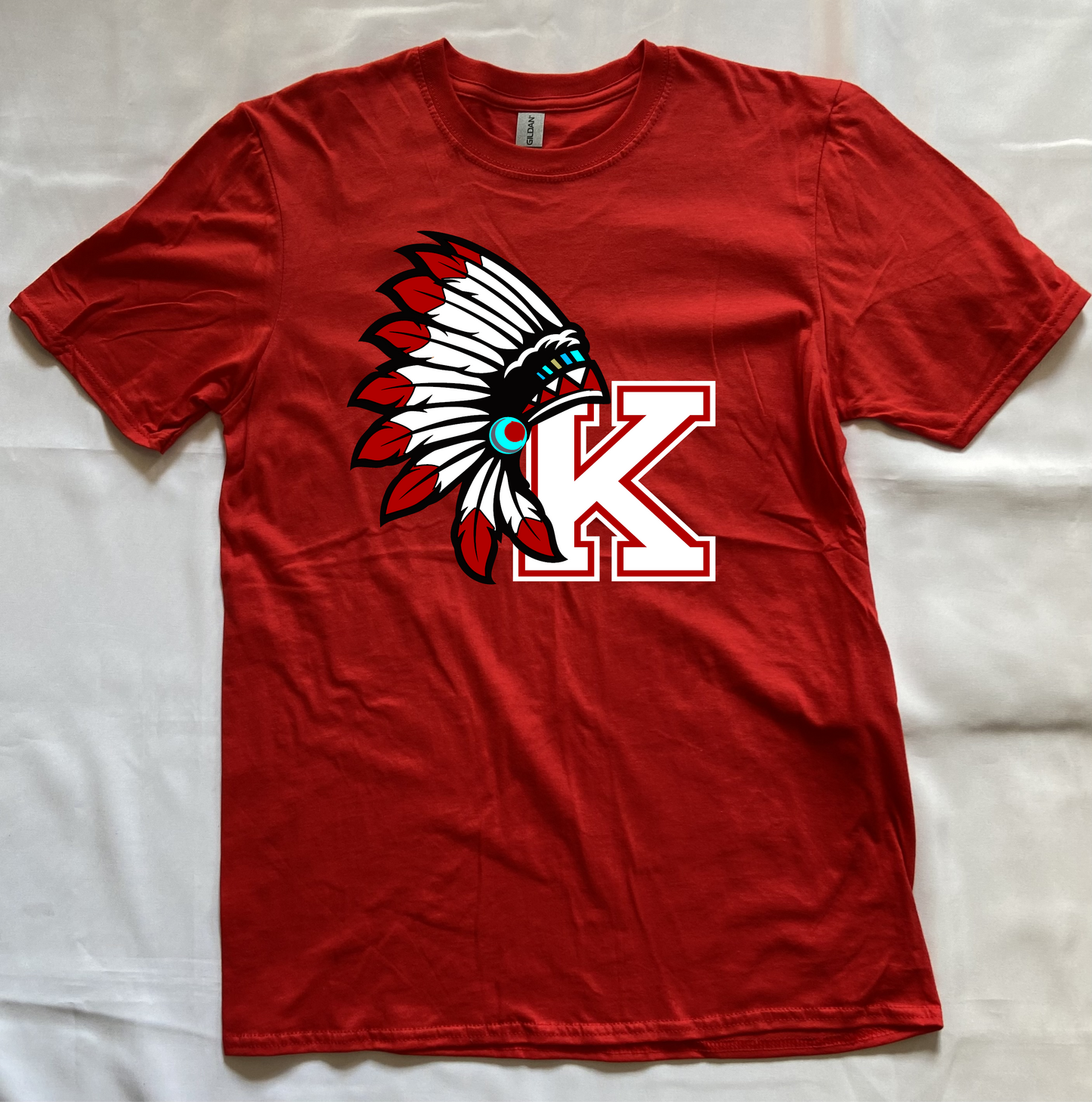 Knox Redskins Headdress K design - T-Shirt, Long Sleeve, or Hoodie - Red