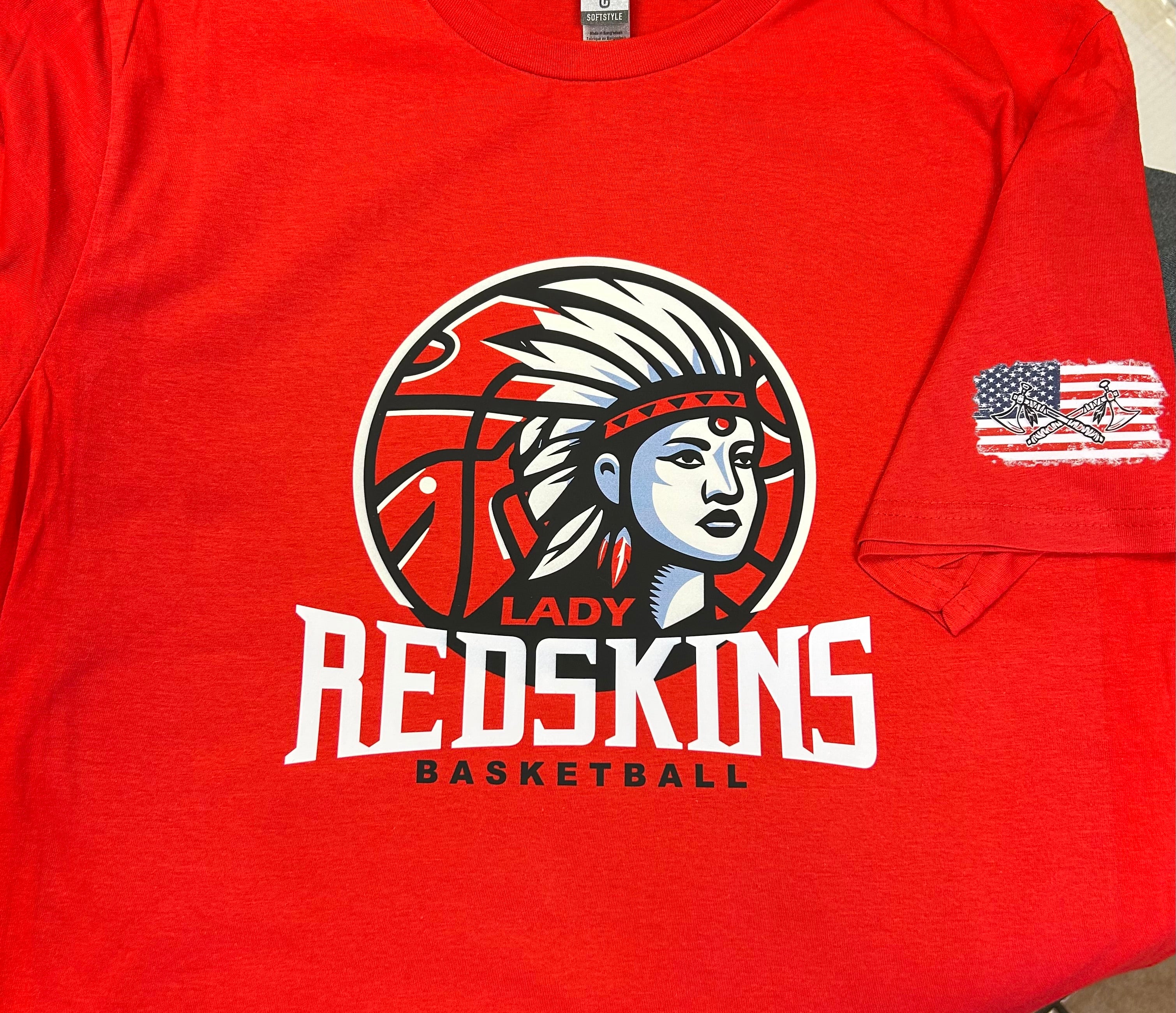 Knox Lady Redskins Basketball T shirt Red Adult and Youth