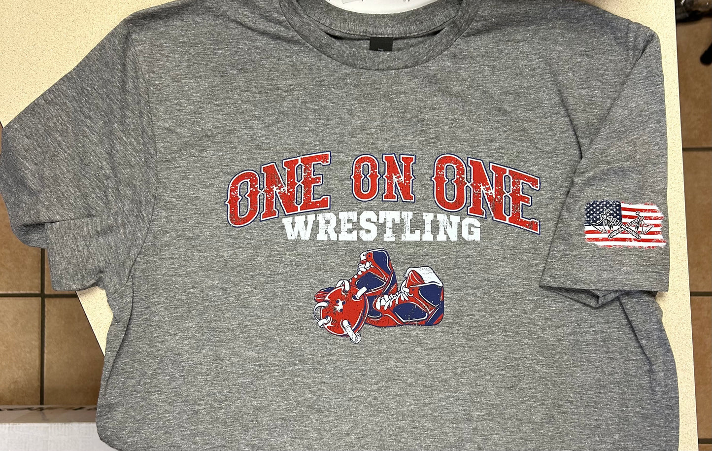 One on One Wrestling T-Shirt - Grey - Adult and Youth Sizes
