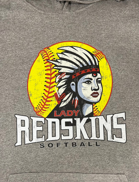 Knox Lady Redskins SOFTBALL T-shirt - Dark Grey - Adult and Youth Sizes