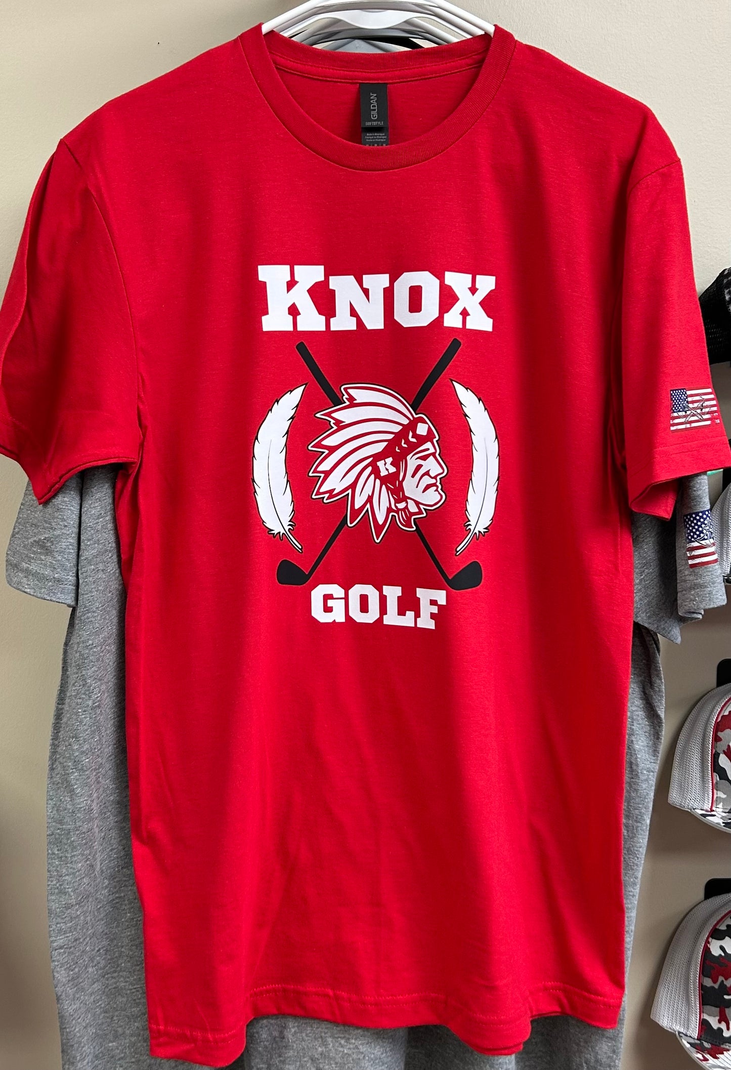 Knox Redskins Golf T-shirt - Red - Adult and Youth Sizes