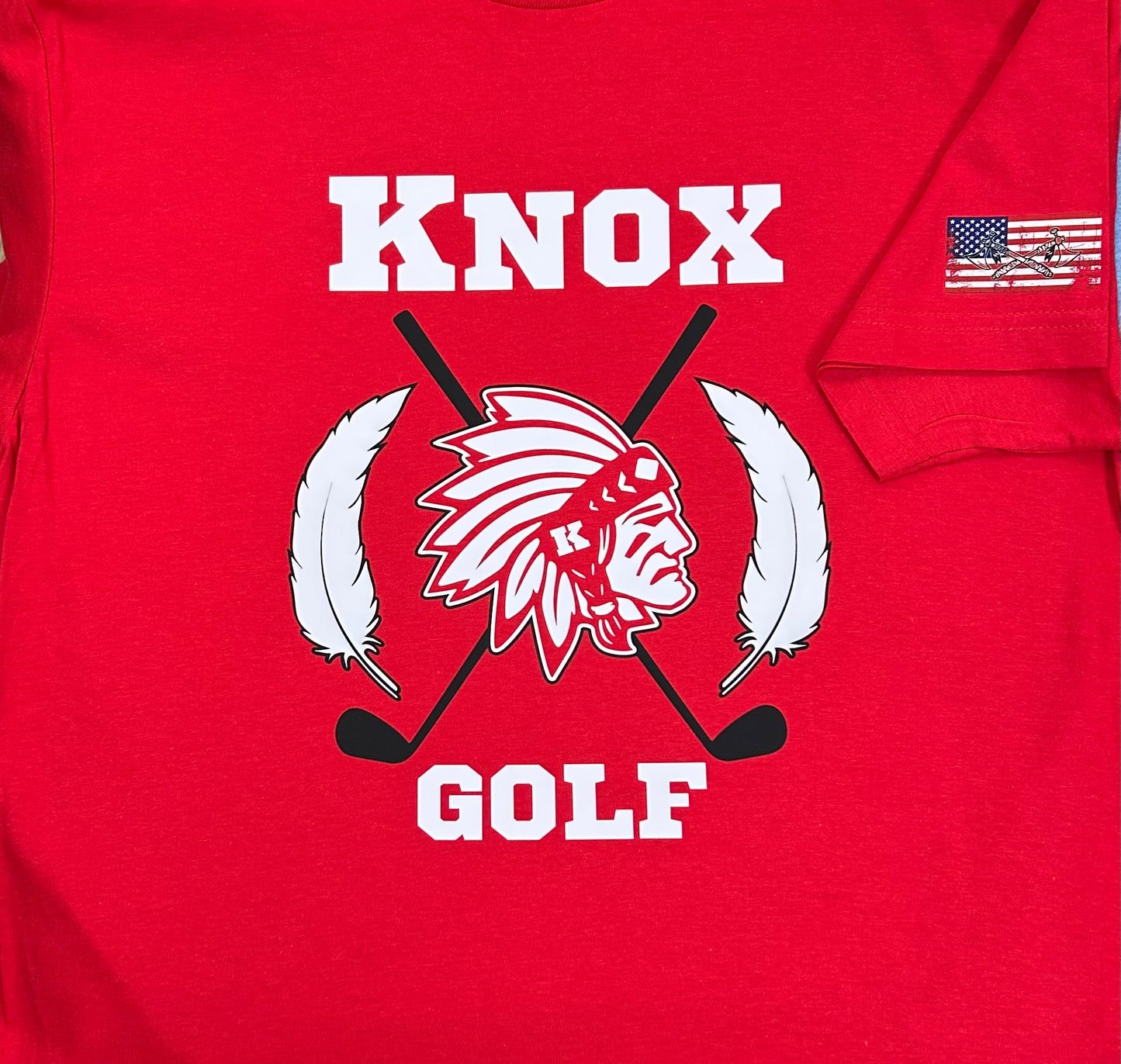 Knox Redskins Golf T-shirt - Red - Adult and Youth Sizes