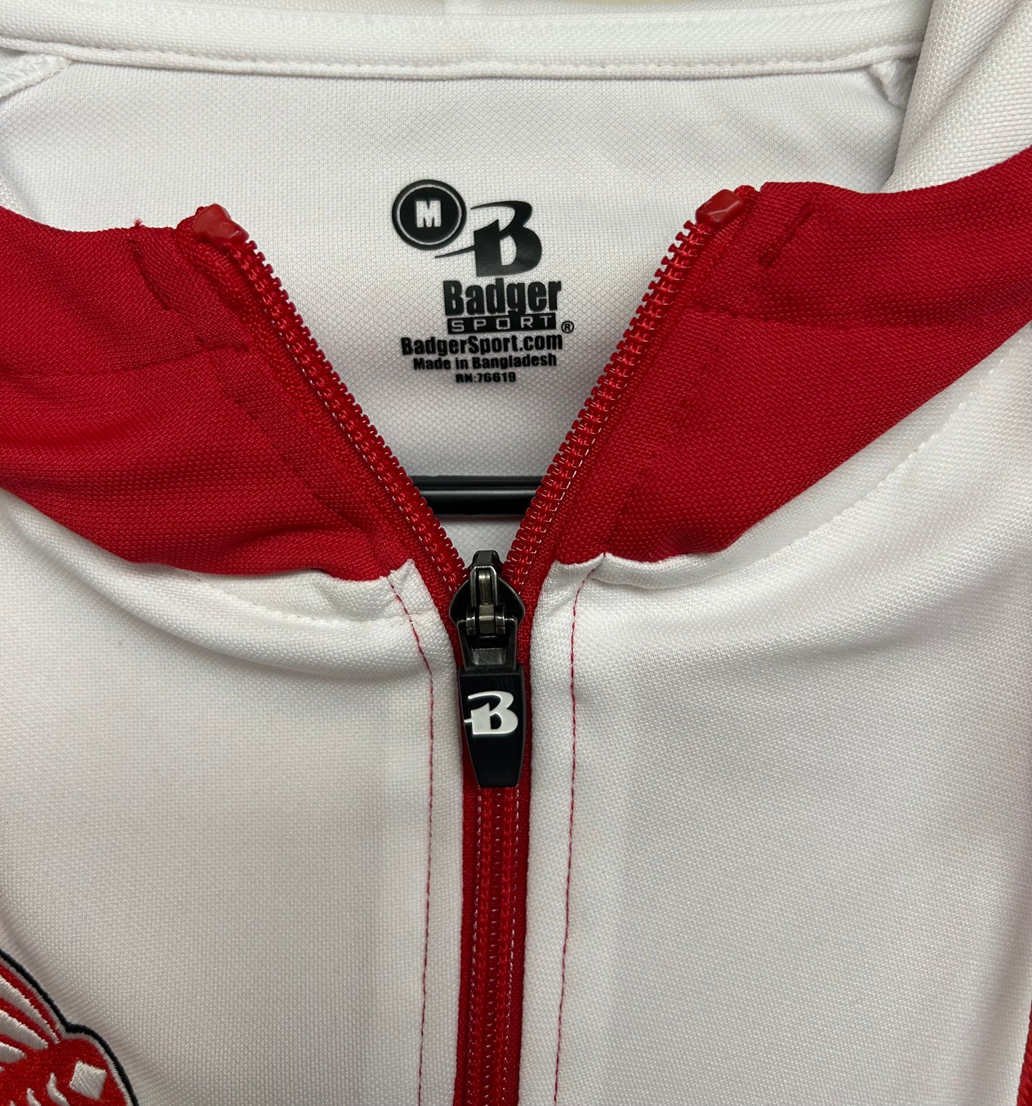 Knox Redskins Embroidered Jacket - Red / White - Full Zip Hooded - Size Medium - Badger brand