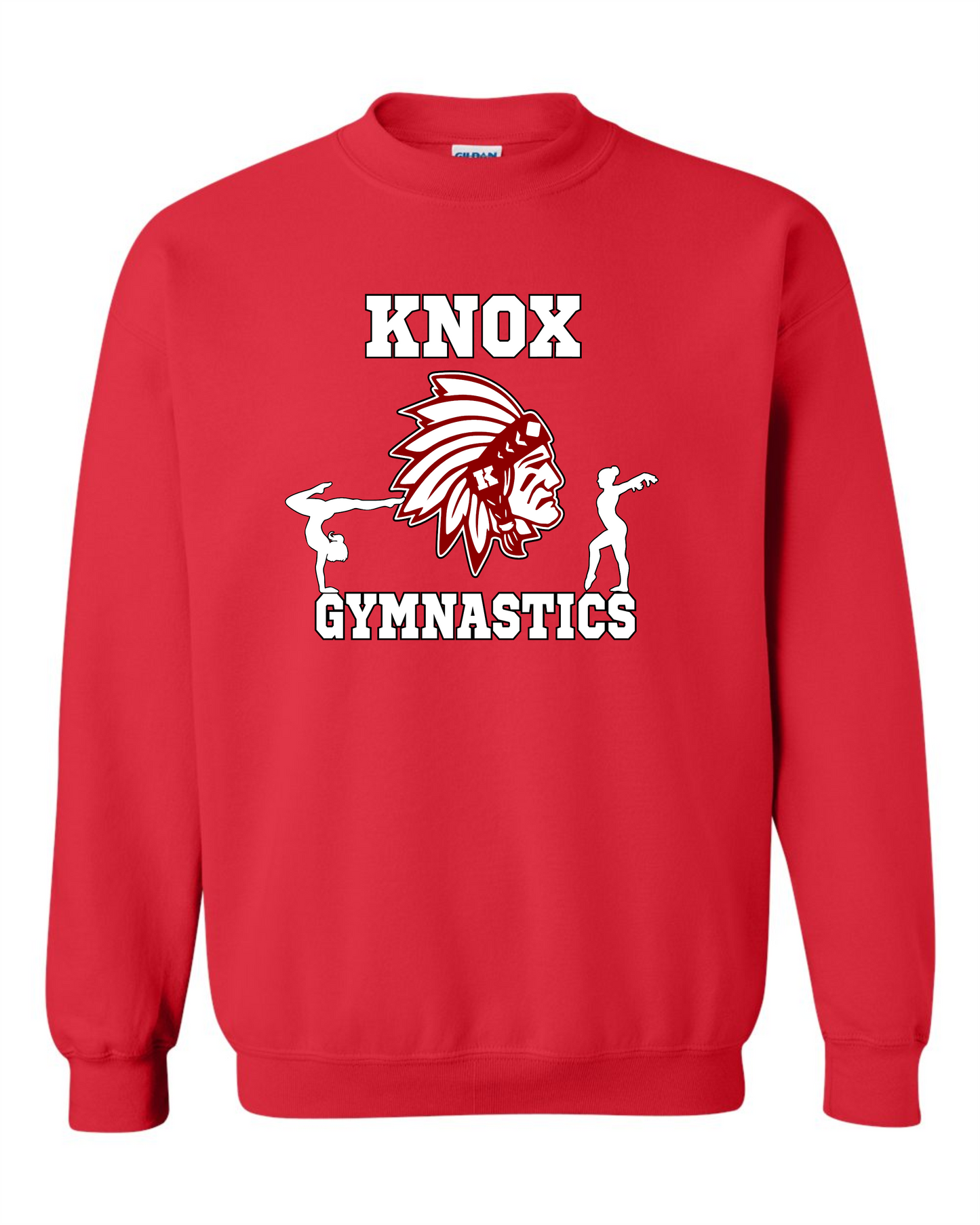 Knox Redskins Gymnastics Crewneck Sweatshirt - Red - Adult and Youth Sizes