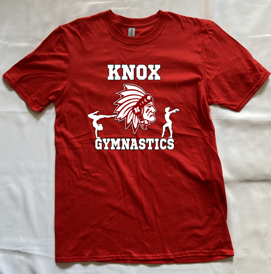 FUNDRAISER Knox Redskins Gymnastics T-shirt - Red - Adult and Youth Sizes