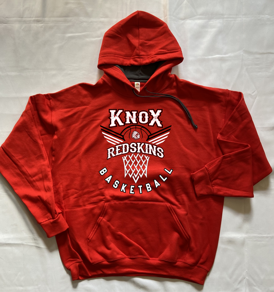 FUNDRAISER Knox Redskins Basketball Hoodie - Red - Adult and Youth Sizes