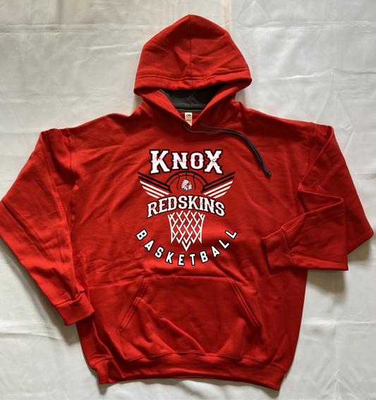 Knox Redskins Basketball Hoodie - Red - Adult and Youth Sizes