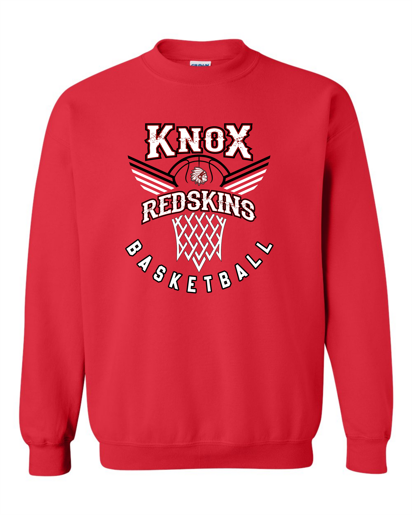 Knox Redskins Basketball Crewneck Sweatshirt - Red - Adult and Youth Sizes