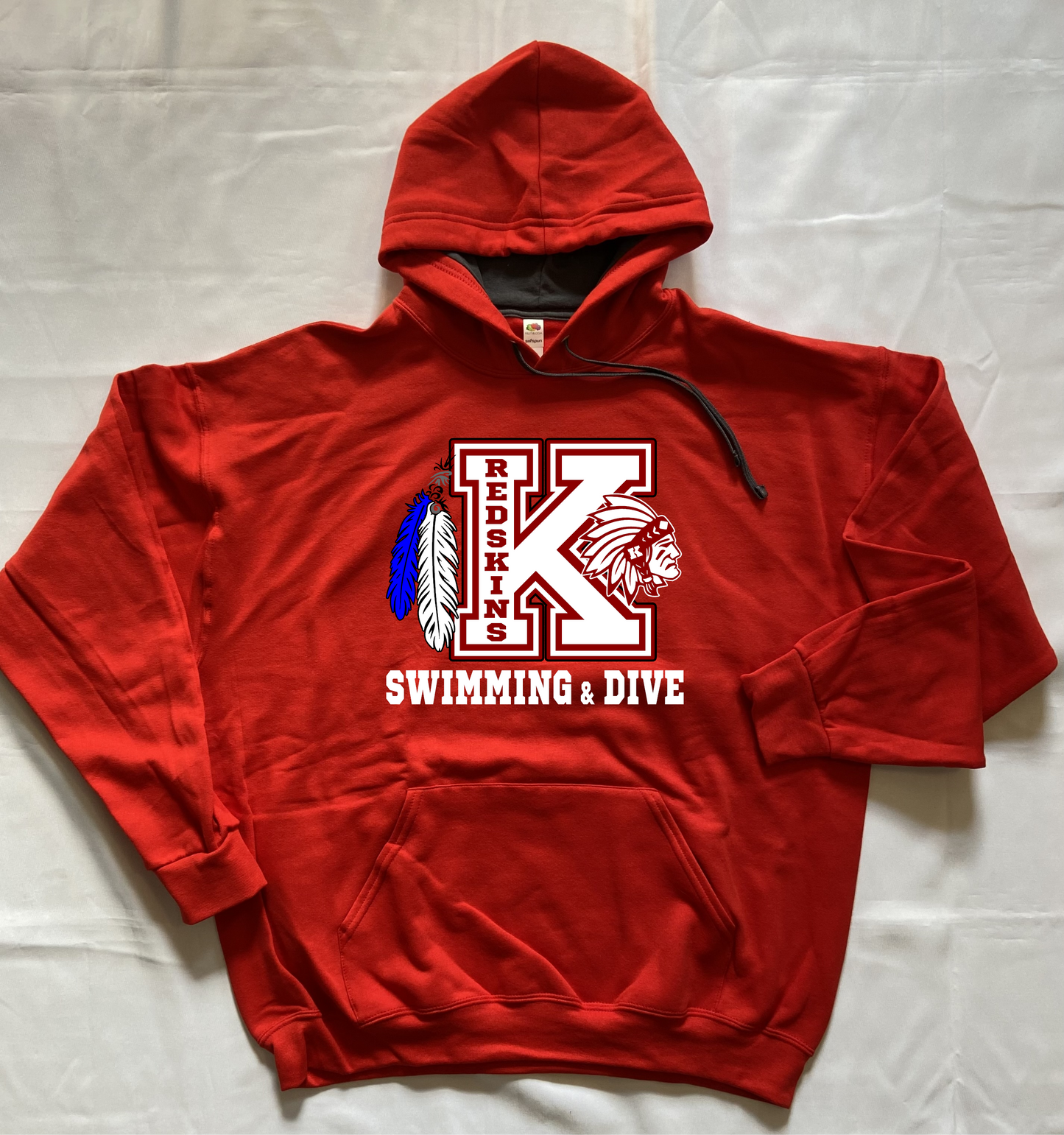 Knox Redskins Swimming & Dive Hoodie - Red - Adult and Youth Sizes