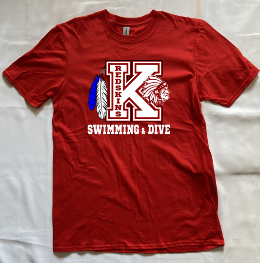 FUNDRAISER Knox Redskins Swimming & Dive T-shirt - Red - Adult and Youth Sizes