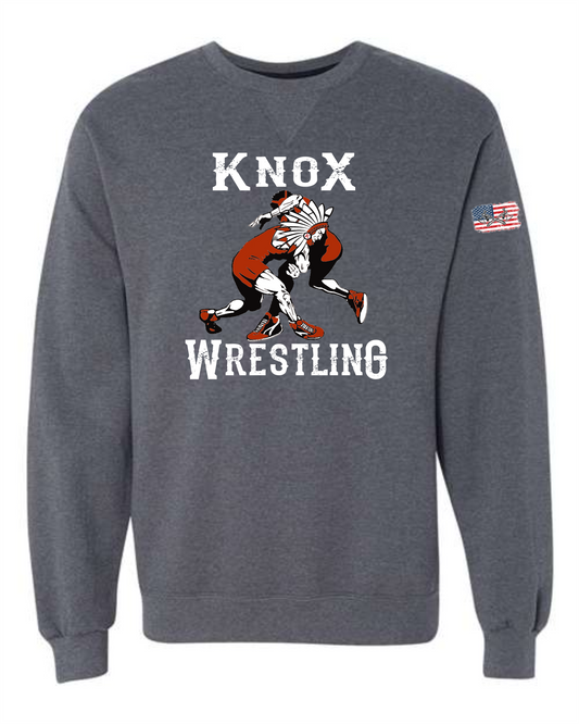 FUNDRAISER Knox Redskins Wrestling Crewneck Sweatshirt - Dk Grey - Adult and Youth Sizes