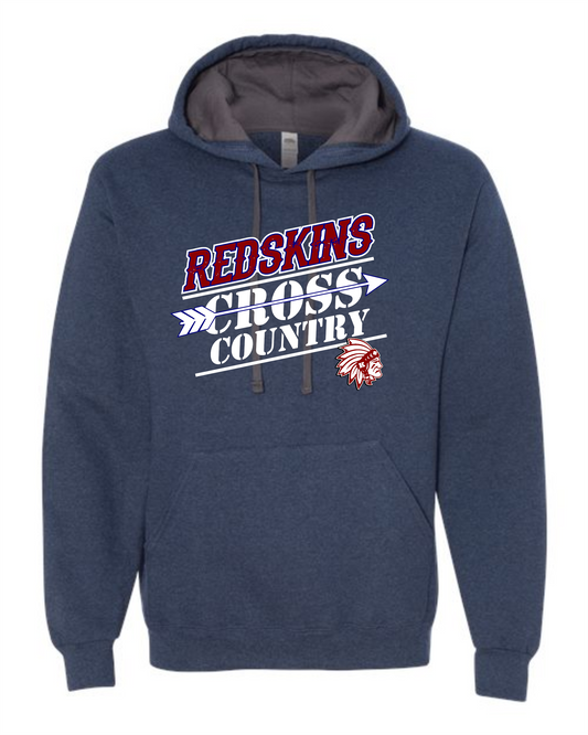 Knox Redskins CROSS COUNTRY Hoodie - Navy - Adult and Youth Sizes Hooded Sweatshirt