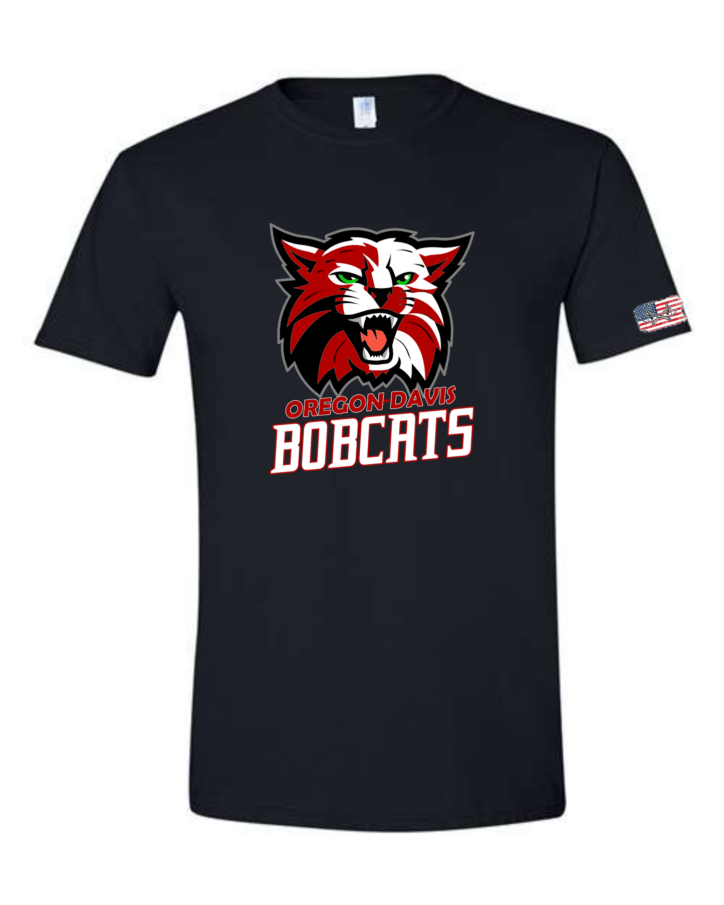 Oregon Davis Bobcats - T-shirt, Long Sleeve, or Hoodie - Black - Optional Name on Back Print