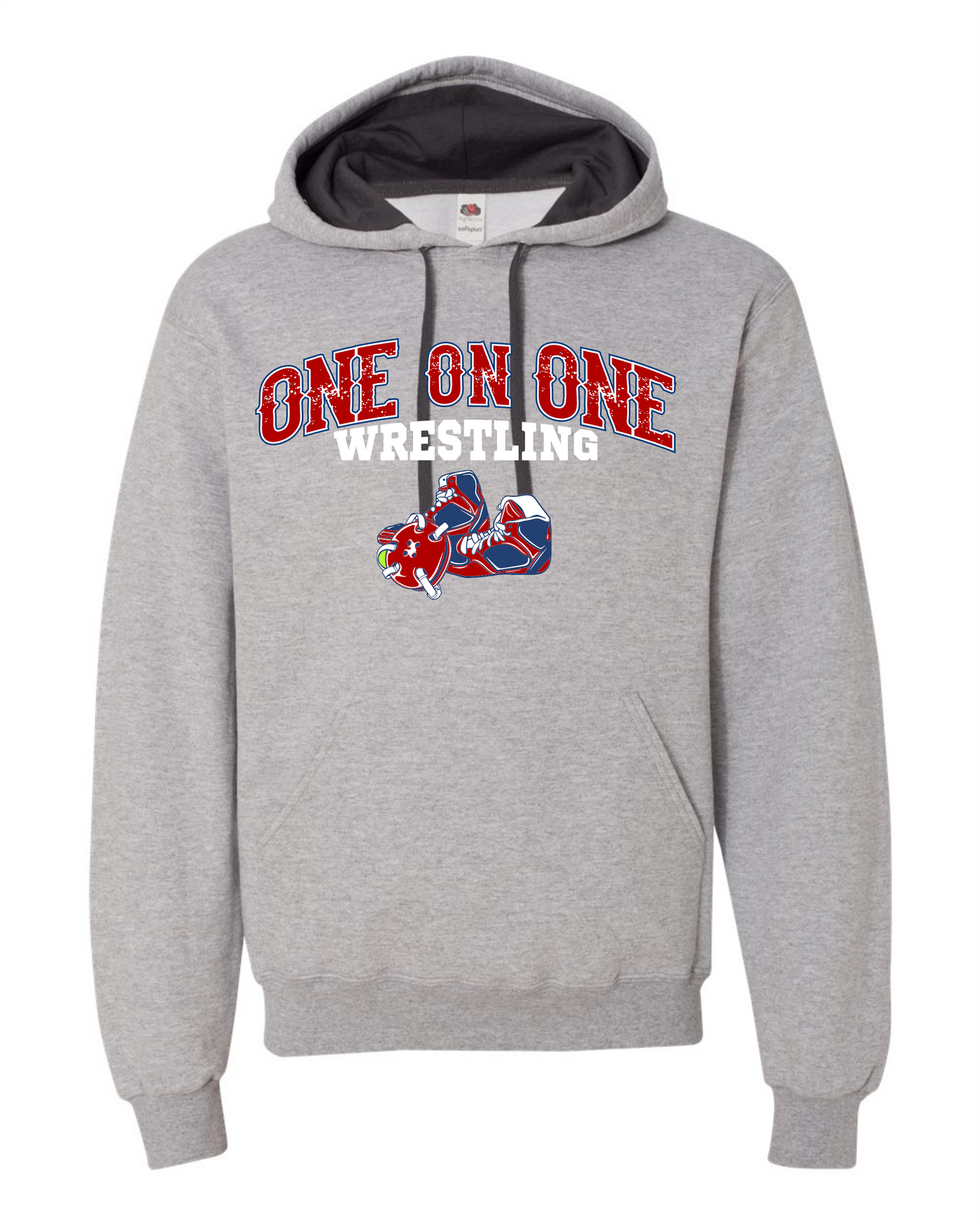 One on One Wrestling Hoodie - Grey - Adult and Youth Sizes - Hooded Sweatshirt