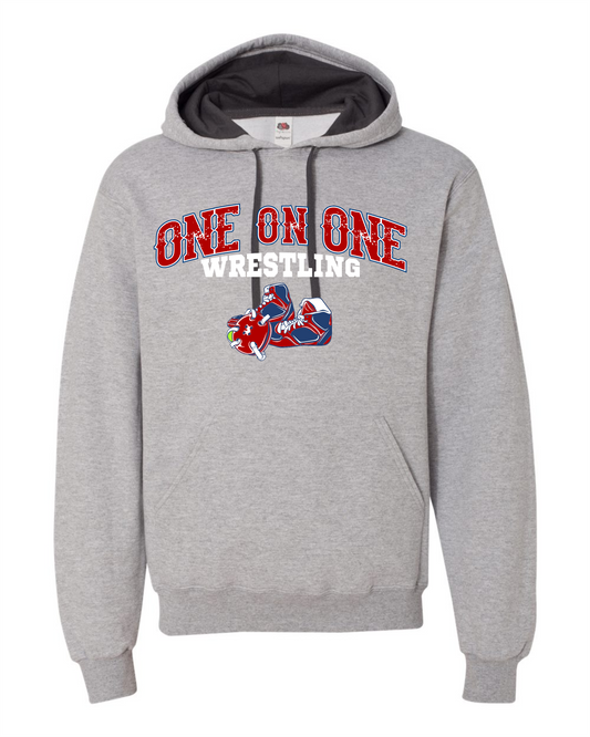 One on One Wrestling Hoodie - Grey - Adult and Youth Sizes - Hooded Sweatshirt