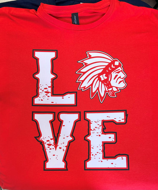 LOVE Knox Redskins T-shirt - Red - Adult and Youth Sizes