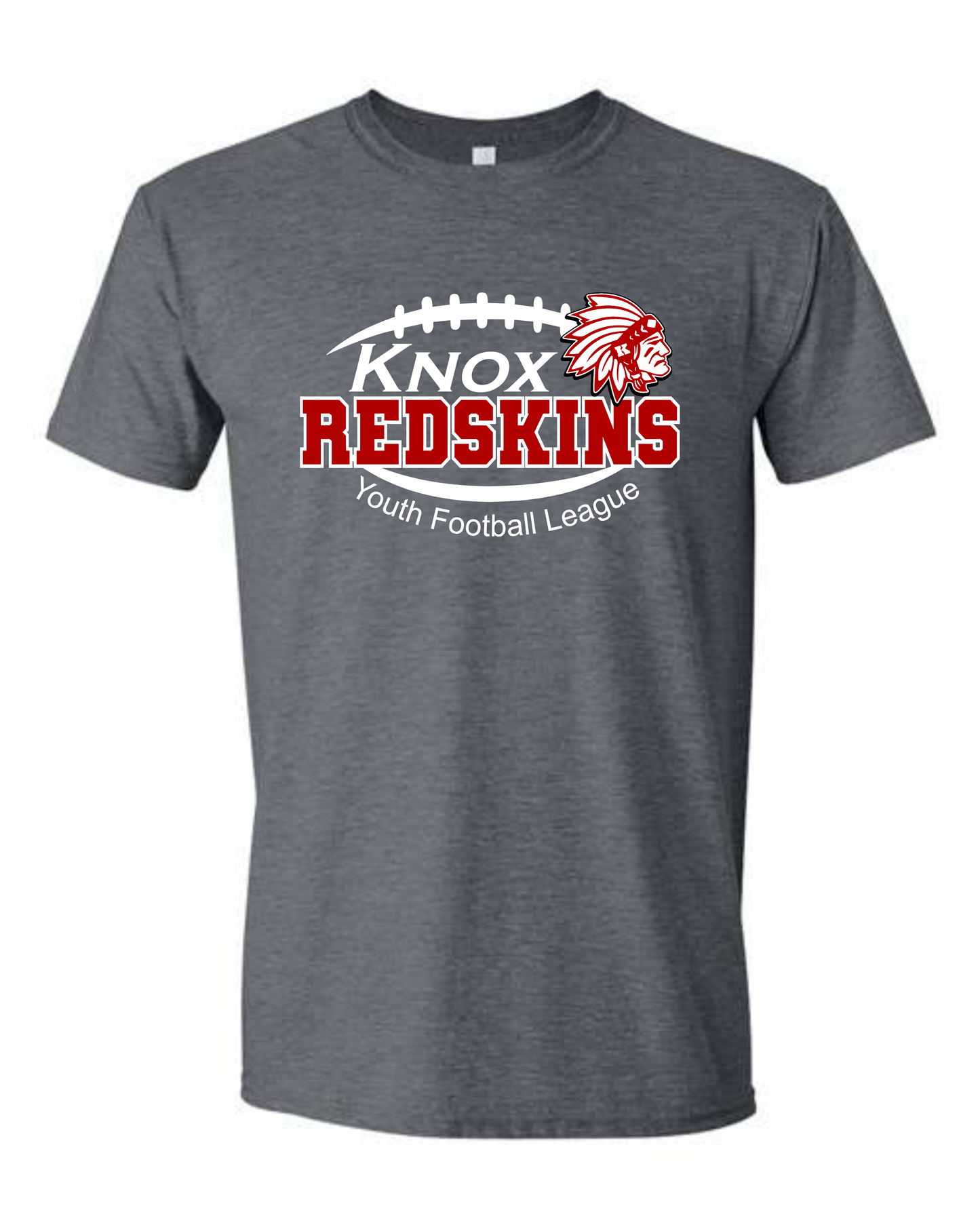 Knox Redskins Youth Football - Dark Grey T-shirt - Name / Number on Back option