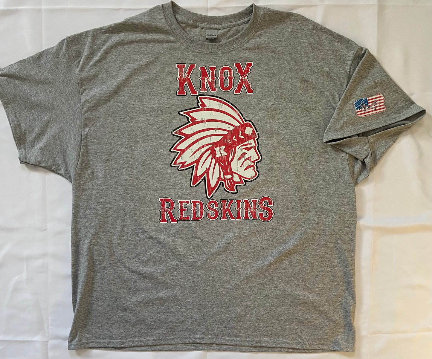 Knox Redskins Logo T-Shirt - Black Gray or White - Adult and Youth Kid's sizes