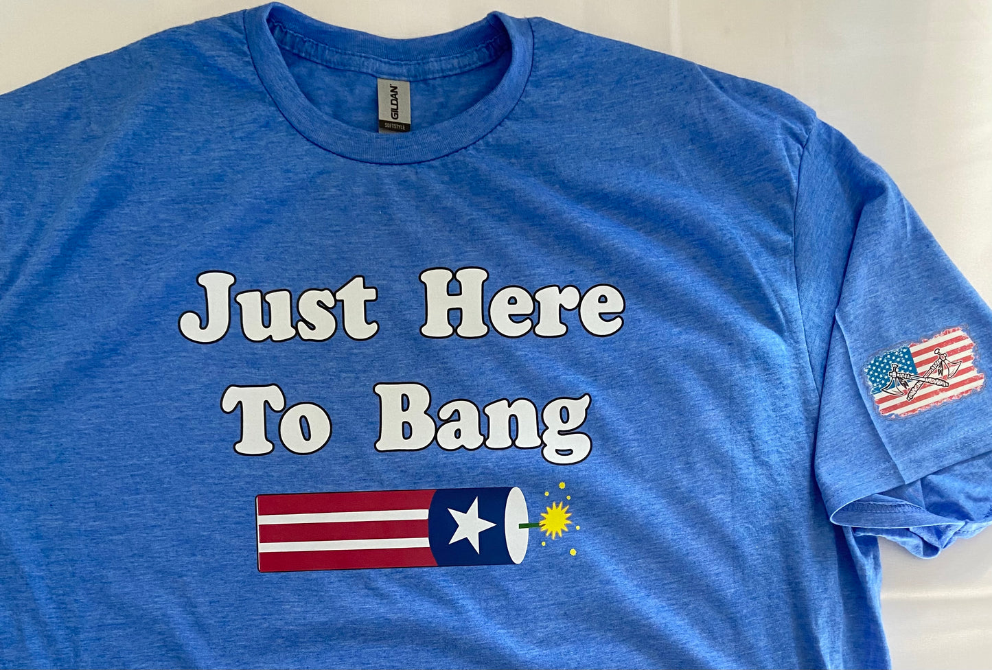 Funny Tee - Just Here To Bang - Fireworks
